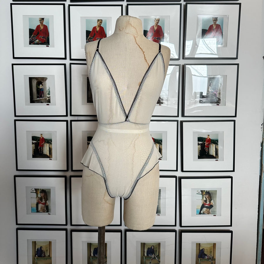 Sleep Tomorrow Kissy Face Mesh Bodysuit with Adjustable Back