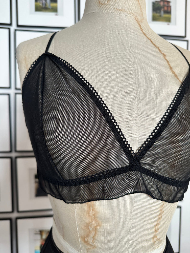 Sleep Tomorrow Uh-Huh Black Mesh Bralette with Adjustable Back