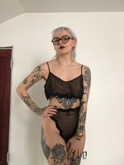 Sleep Tomorrow Mesh Lace Camisole & High Waisted Thong Set