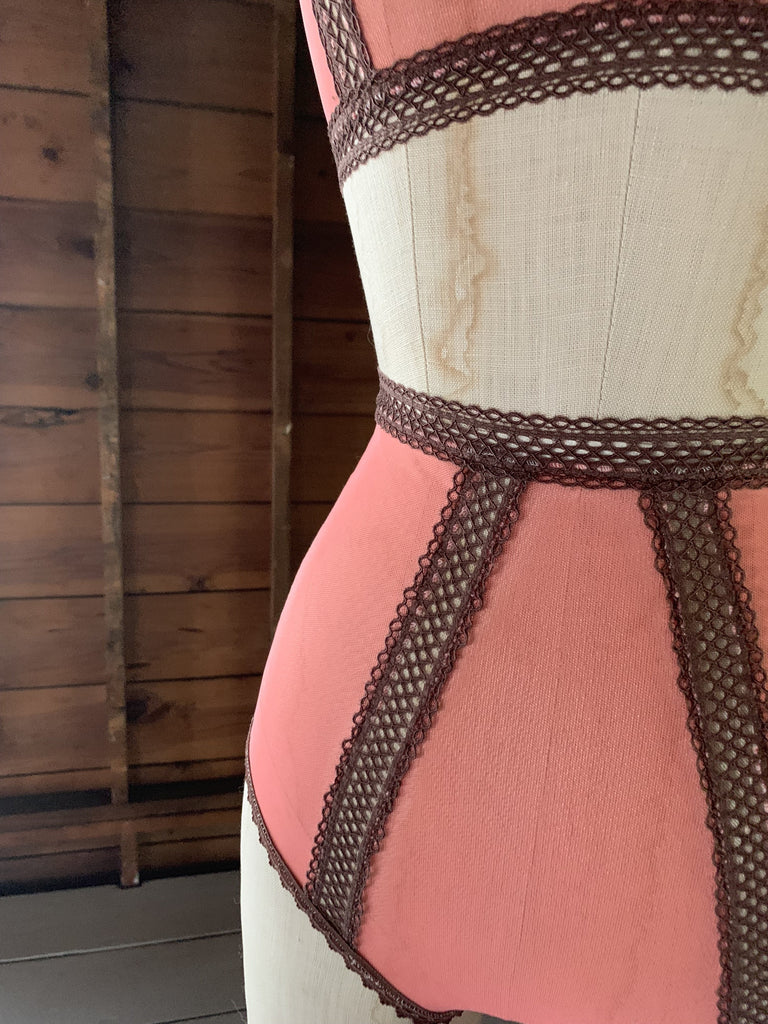 Fall in Love Peach Cinnamon Backless Panties - Siobhan Barrett Handmade Lingerie 